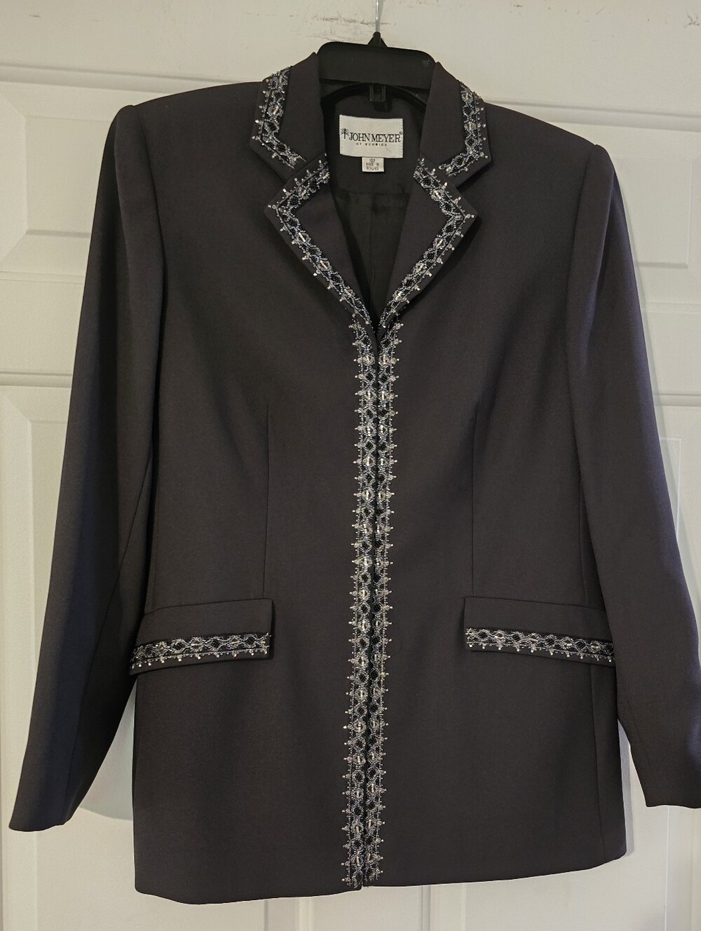 John Meyer Women's Black Embellished Trim Blazer
